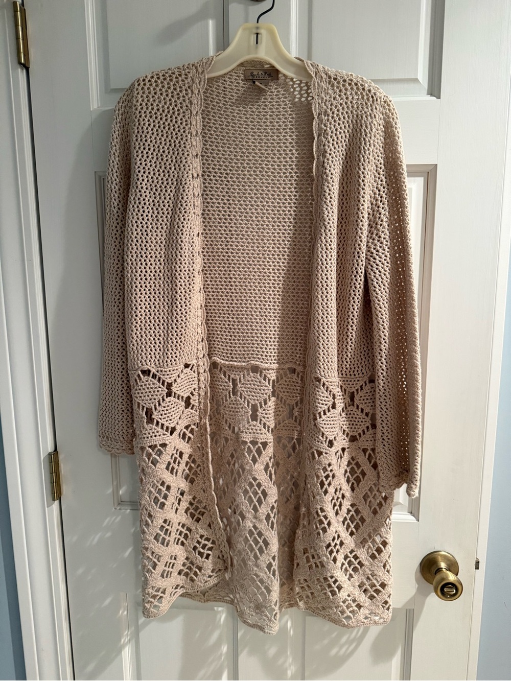 Peck & Peck Beige Crochet Cardigan M
